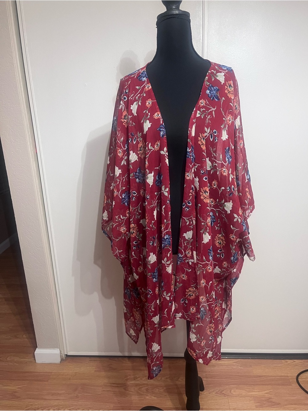 Floral Print Open Front Kimono